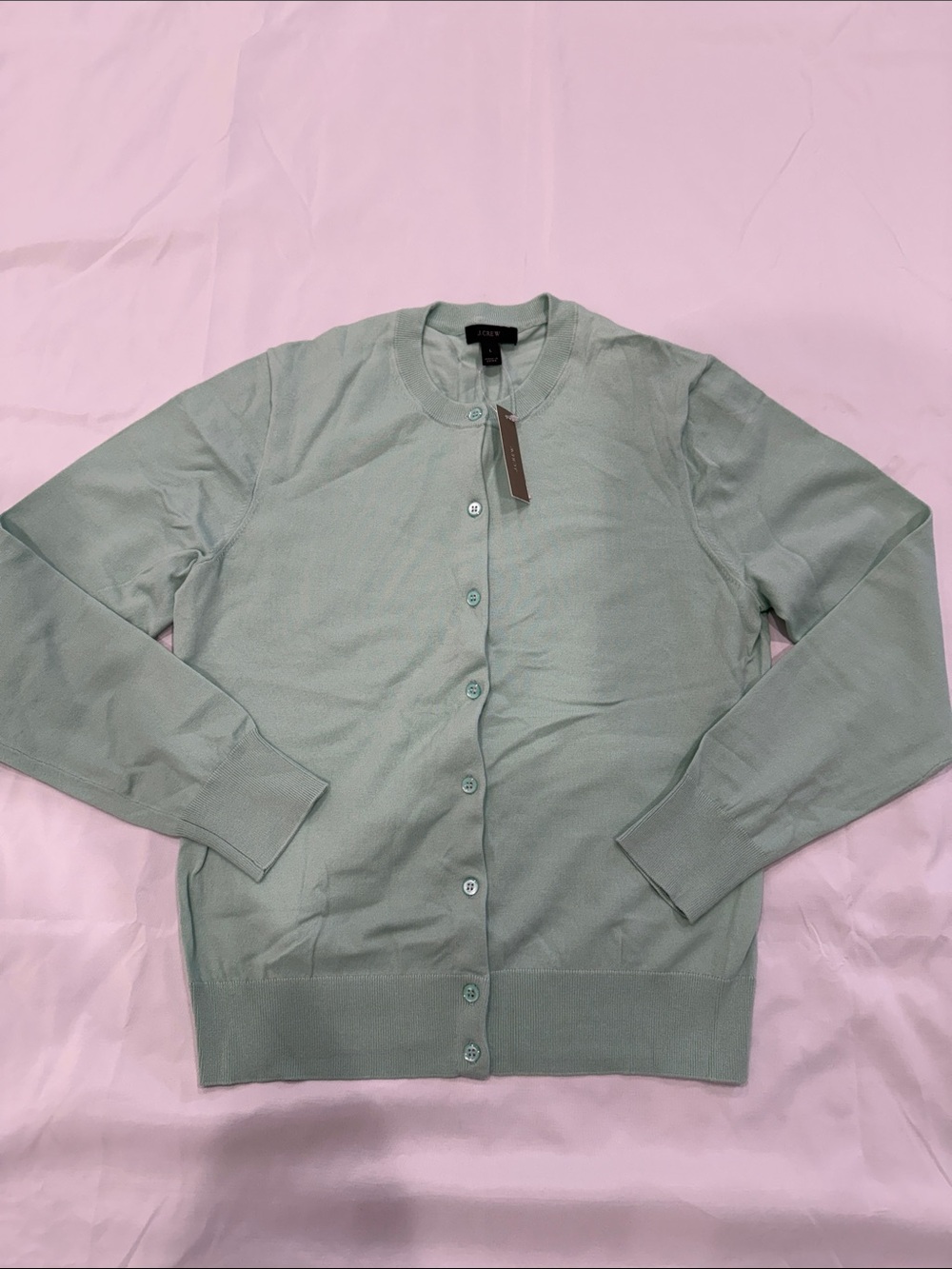 NWT J Crew Mint Stretch Cotton Button-Up Cardigan—Large